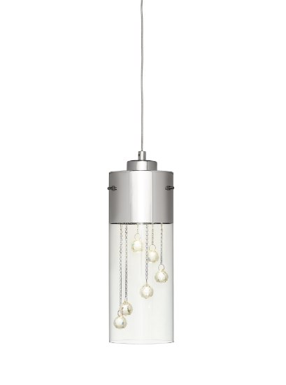 Foto para 359lm Shayla Plated Chrome Finish On Clear Glass With Faceted Crystal Accents Chrome Integrated LED mini pendant