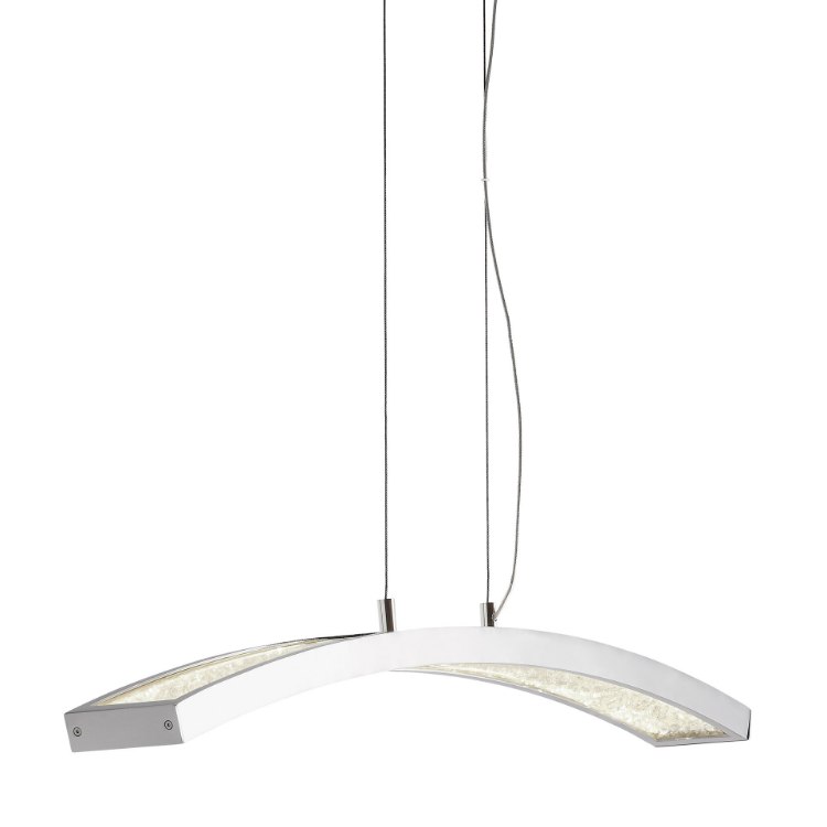 Foto para 1337lm Crushed Ice Clear Glass With Crystals Gems Chrome Integrated LED 1-Light Pendant