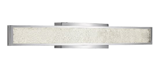 Picture of 1408lm Crushed Ice Clear Glass With Crystals Gems Chrome Integrated LED 1-Light Vanity w/ Down Light