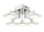 Foto para 1497lm Firosi Clear Glass & Frosted Acrylic Chrome Integrated LED 5-Light Semi-Flush