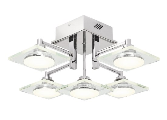 Picture of 1497lm Firosi Clear Glass & Frosted Acrylic Chrome Integrated LED 5-Light Semi-Flush
