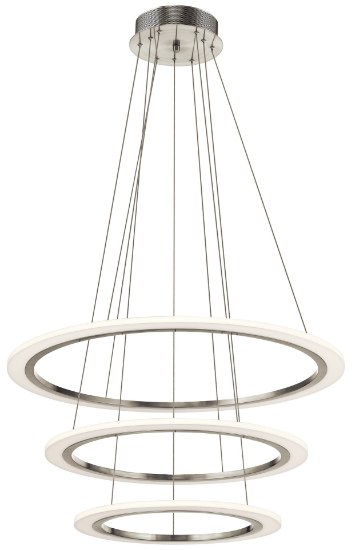 Picture of 5555lm Hyvo Matte White Acrylic Brushed Nickel Integrated LED 3 Ring LED Pendant