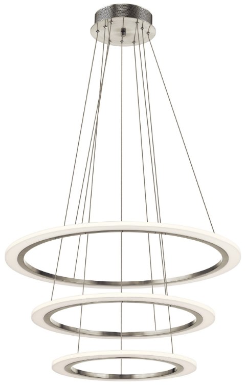 Foto para 5555lm Hyvo Matte White Acrylic Brushed Nickel Integrated LED 3 Ring LED Pendant