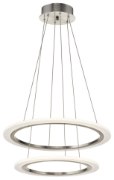 Picture of 3230lm Hyvo Matte White Acrylic Brushed Nickel Integrated LED 2 Ring LED Pendant