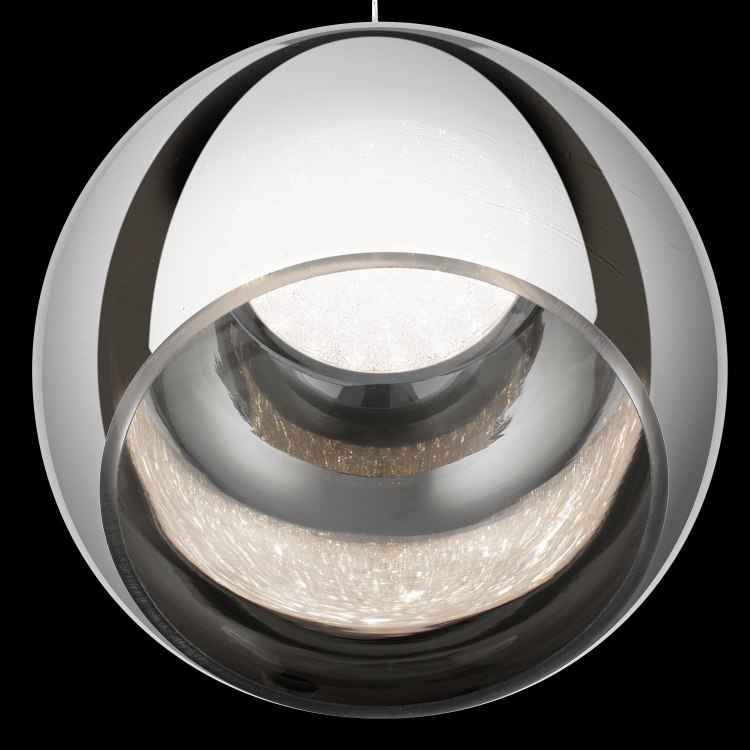 Foto para 230lm Rendo Smoke Solar Control Coated  Glass Shade & Clear Cubic Zirconia Chip Lens Chrome Integrated LED Mini Pendant