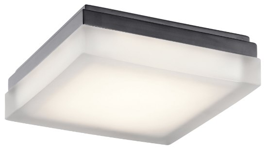 Picture of 1507lm Arston Press Glass - Painted White Inside Bronze Integrated LED 9" Square Flush