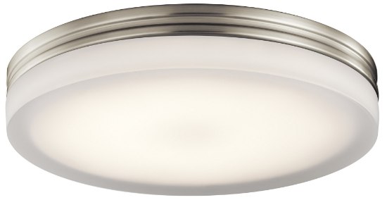 Foto para 2477lm Rylee Press Glass - Painted White Inside Brushed Nickel Integrated LED 14" Round Flush