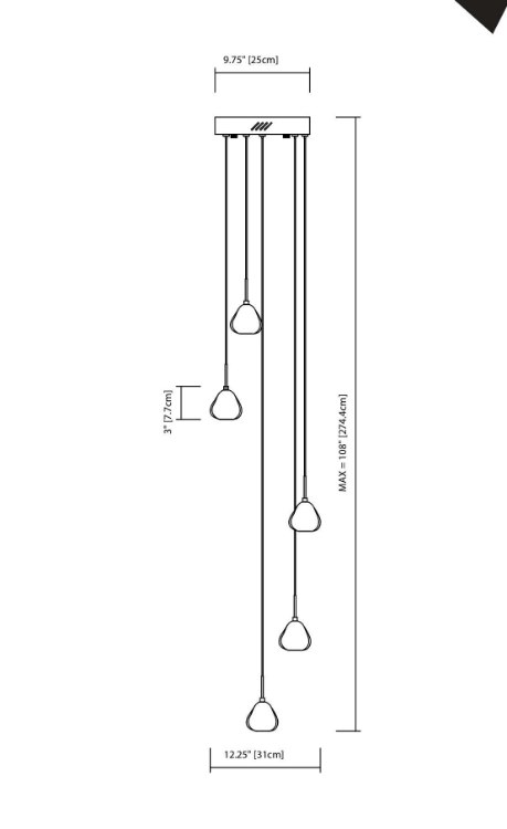 Foto para 20w Eisa Flame Polished Clear Optic Crystal Chrome G4 5 light spiral pendant