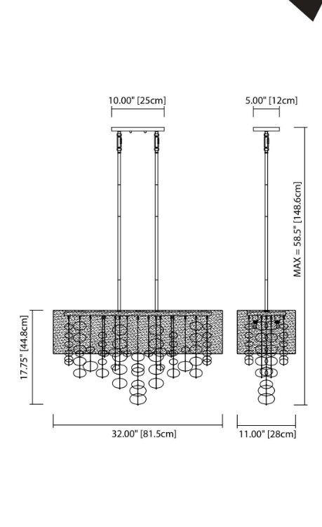 Foto para 40w Piatt White Hardback W/ Clear Blown Saucer Glass Chrome G9 32" Rectangle Pendant
