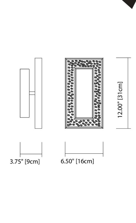 Foto para 817lm Crushed Ice Clear Glass With Crystals Gems Chrome Integrated LED warm white LED 1 (light) Rectangular Sconce