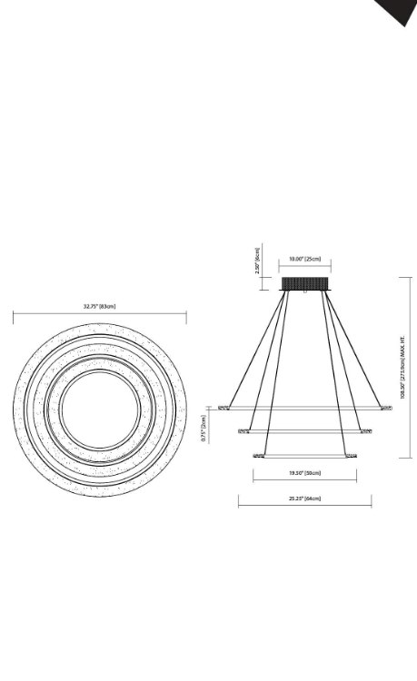 Foto para 5555lm Hyvo Matte White Acrylic Brushed Nickel Integrated LED 3 Ring LED Pendant