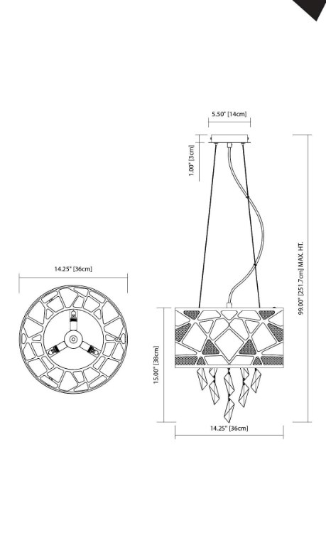 Foto para 40w Angelique Platinum & White Acrylic Chrome G9 14" Pendant
