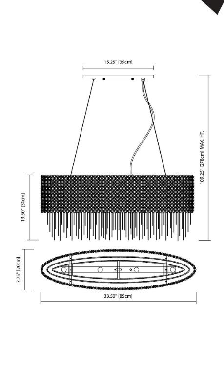 Foto para 40w Elauna Brushed Nickel G9 33.5" x 7.75" Oval Pendant