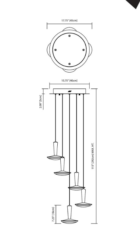 Foto para 1237lm Karah Clear Cubic Zirconia Chip Brushed Nickel Integrated LED 5 light spiral pendant