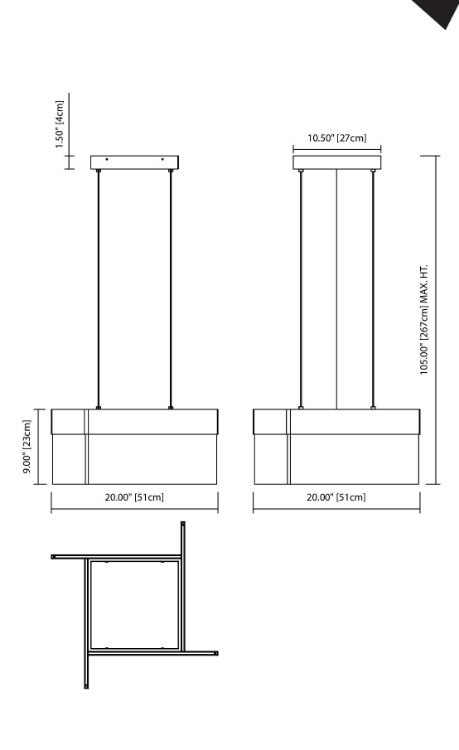 Foto para 1672lm Geo Clear Acrylic With Etched Edge Chrome Integrated LED 16" Square Pendant