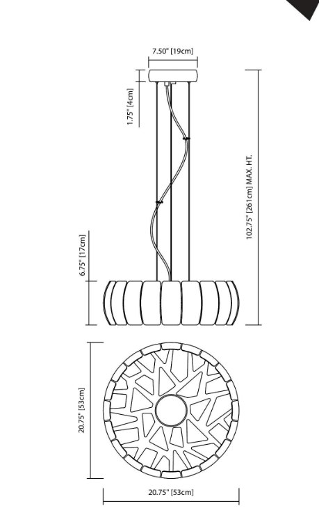 Foto para 2822lm Osk Etched Acrylic White Integrated LED Pendant