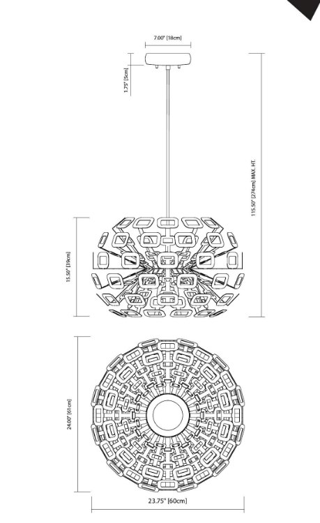 Foto para 3088lm Quillo Etched Acrylic White Integrated LED Pendant