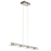 Foto para 8w 1523lm Azenda White Acrylic With Clear Glass Trim Brushed Nickel Integrated LED 4 Light Linear Pendant