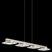 Foto para 8w 1523lm Azenda White Acrylic With Clear Glass Trim Brushed Nickel Integrated LED 4 Light Linear Pendant