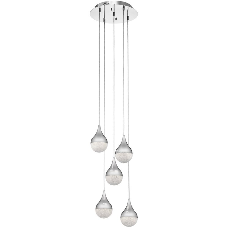 Foto para 36w 1945lm Kiss Changed To Cubic Zirconia 8/32 Chrome Integrated LED 5 light spiral pendant