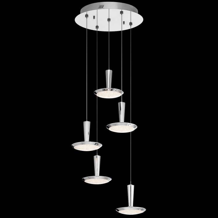 Foto para 27w 1237lm Karah Clear Cubic Zirconia Chip Chrome Integrated LED 5 light spiral pendant