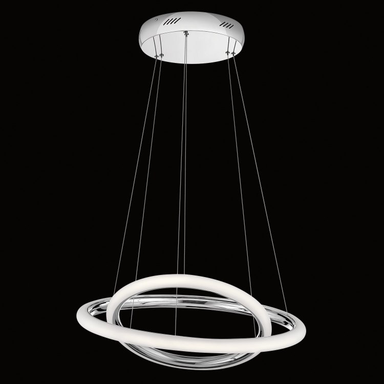 Foto para 80w 2892lm Dosh Etched Acrylic Chrome Integrated LED 2 Ring LED Pendant