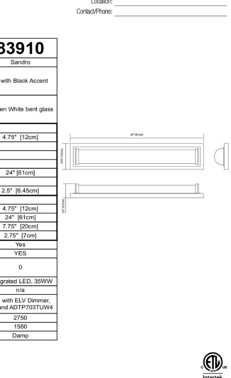 Foto para 35w 1560lm Sandro Screen White Bent Glass NI with Black Accent Integrated LED Vanity
