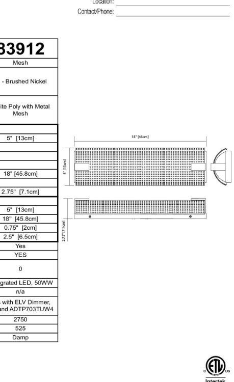 Foto para 50w 526lm Mesh White Poly With Metal Mesh Brushed Nickel Integrated LED Vanity