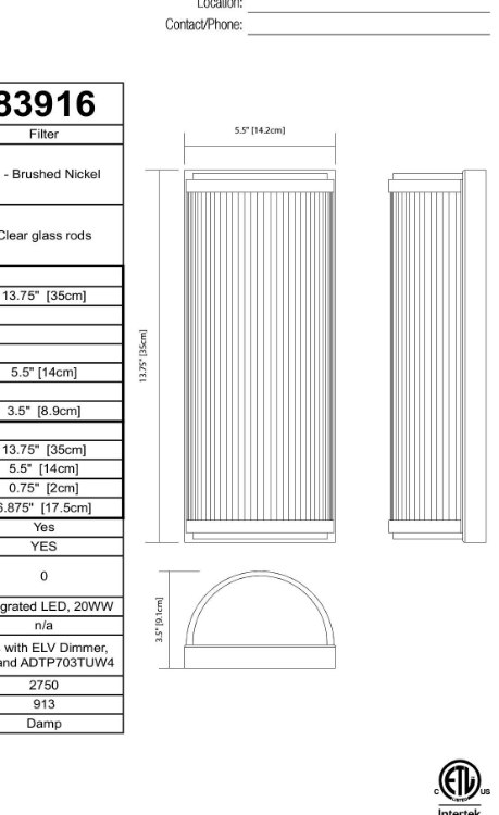 Foto para 20w 914lm Filter Clear Glass Rods Brushed Nickel Integrated LED Sconce