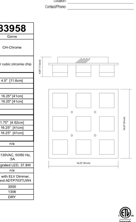 Foto para 38w 1306lm Gorve Clear Cubic Zirconia Chip Chrome Integrated LED Flush Mount 9 Lt