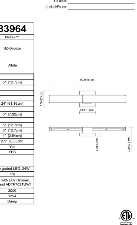 Foto para 24w 1395lm Neltev White Bronze Integrated LED Vanity