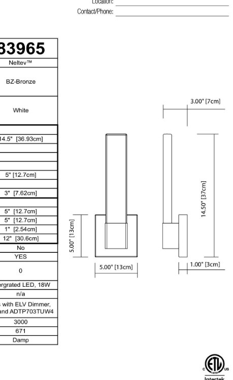 Foto para 18w 671lm Neltev White Bronze Integrated LED sconce with down light