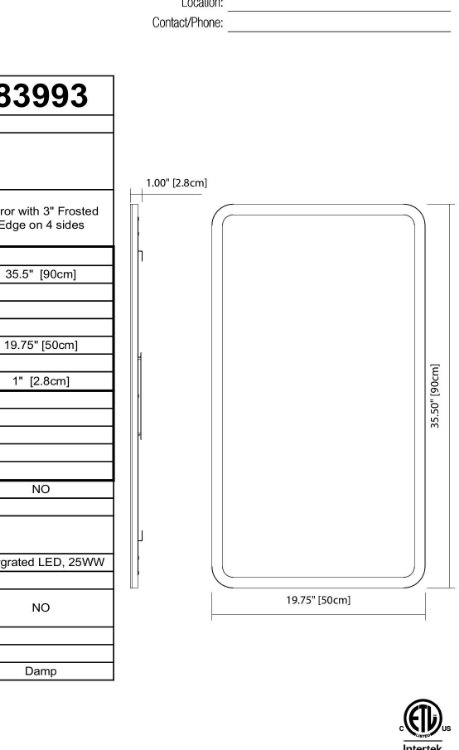 Foto para 25w Mirror With 3" Frosted Edge On 4 Sides MR Integrated LED Backlit Mirror