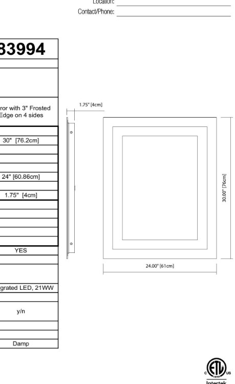 Foto para 21w Mirror With 3" Frosted Edge On 4 Sides MR Integrated LED Backlit Mirror