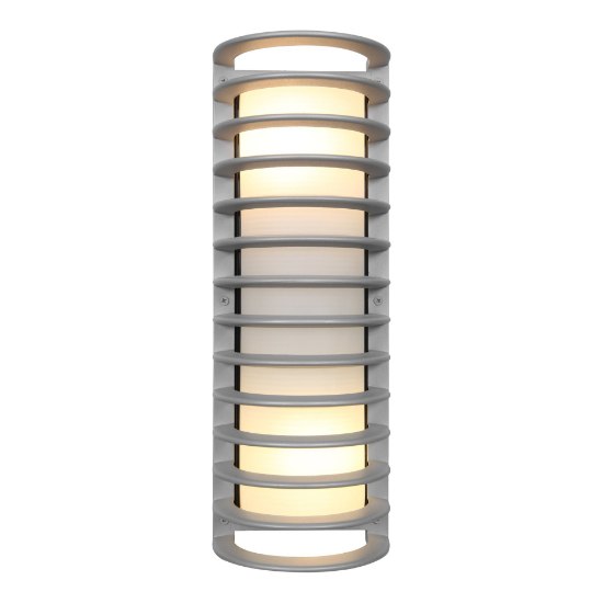 Picture of 120w (2 x 60) Bermuda E-26 A-19 Incandescent Satin Ribbed Frosted Marine Grade Wet Location Bulkhead (OA HT 16.75) (CAN 7"x4.5")
