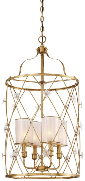 Foto para 60w SW 4 Light Pendant Elara Gold Clear W/Frost Inside