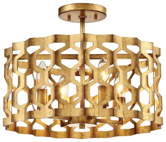 Foto para 60w SW 4 Light Semi Flush (Convertible To Pendant) Pandora Gold Leaf