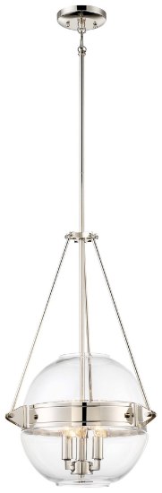 Picture of 60w SW 3 Light Pendant Polished Nickel Clear
