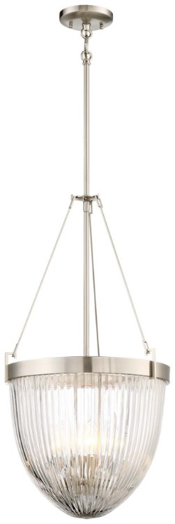 Foto para 60w SW 4 Light Pendant Brushed Nickel Clear Halophane Glass