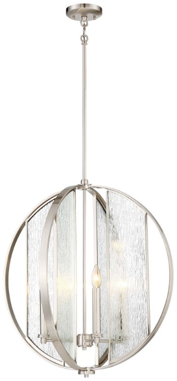 Foto para 60w SW Pendant Brushed Nickel Clear Wood Grain Water Glass