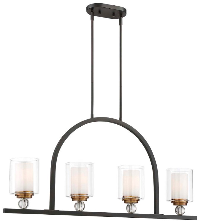 Foto para 100w SW 4 Light Island Light Painted Bronze W/Natural Brush Clear Glass