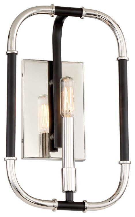 Foto para 60w SW Sconce Matte Black W/Polished Nickel