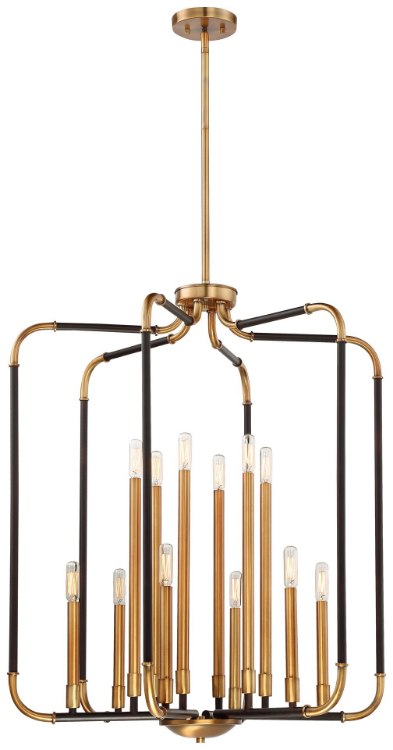 Foto para 720w (12 x 60w) 28" Liege 12-Light E12 Candelabra Aged Kinston Bronze with Brass Highlights Pendant
