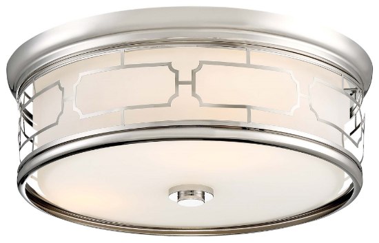 Foto para 60w SW Flush Mount Polished Nickel Opal Glass