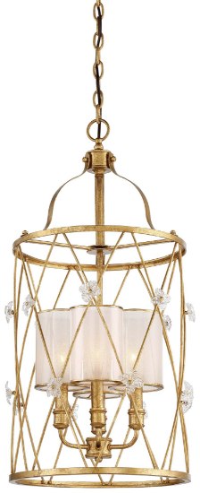 Foto para 60w SW 4 Light Pendant Elara Gold Clear W/ Frost Inside