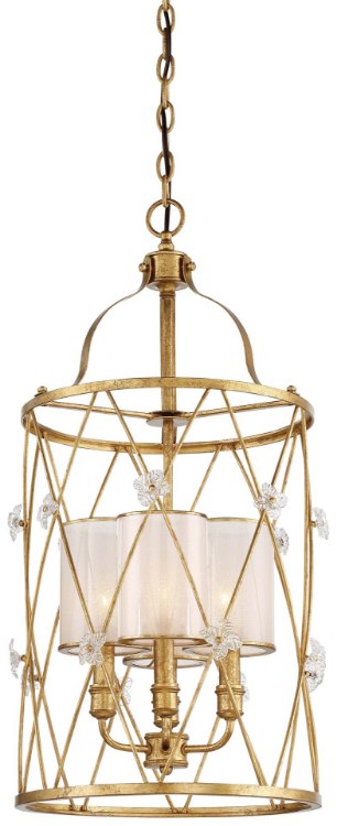Foto para 60w SW 4 Light Pendant Elara Gold Clear W/ Frost Inside