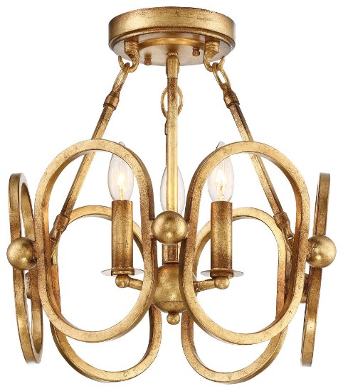 Foto para 60w SW Three Light Semi Flush Pandora Gold Leaf