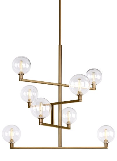 Picture of 2w Gambit 27k Transparent Glass Globe Aged Brass E12 T6 90cri Gambit Chandelier CL AB -LED927