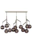 Picture of 3.5w Sedona 27k Transparent Glass Orb Aged Brass E26 Medium Base T14 90cri Sedona Three-Port Chandelier Trpl Three Port Lnr C