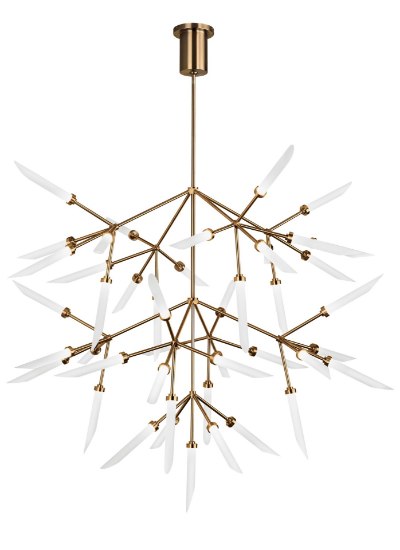 Picture of 2.6w Spur 27k Frosted Glass Flute Aged Brass 90cri Spur Grande Chandelier FR AB -LED927